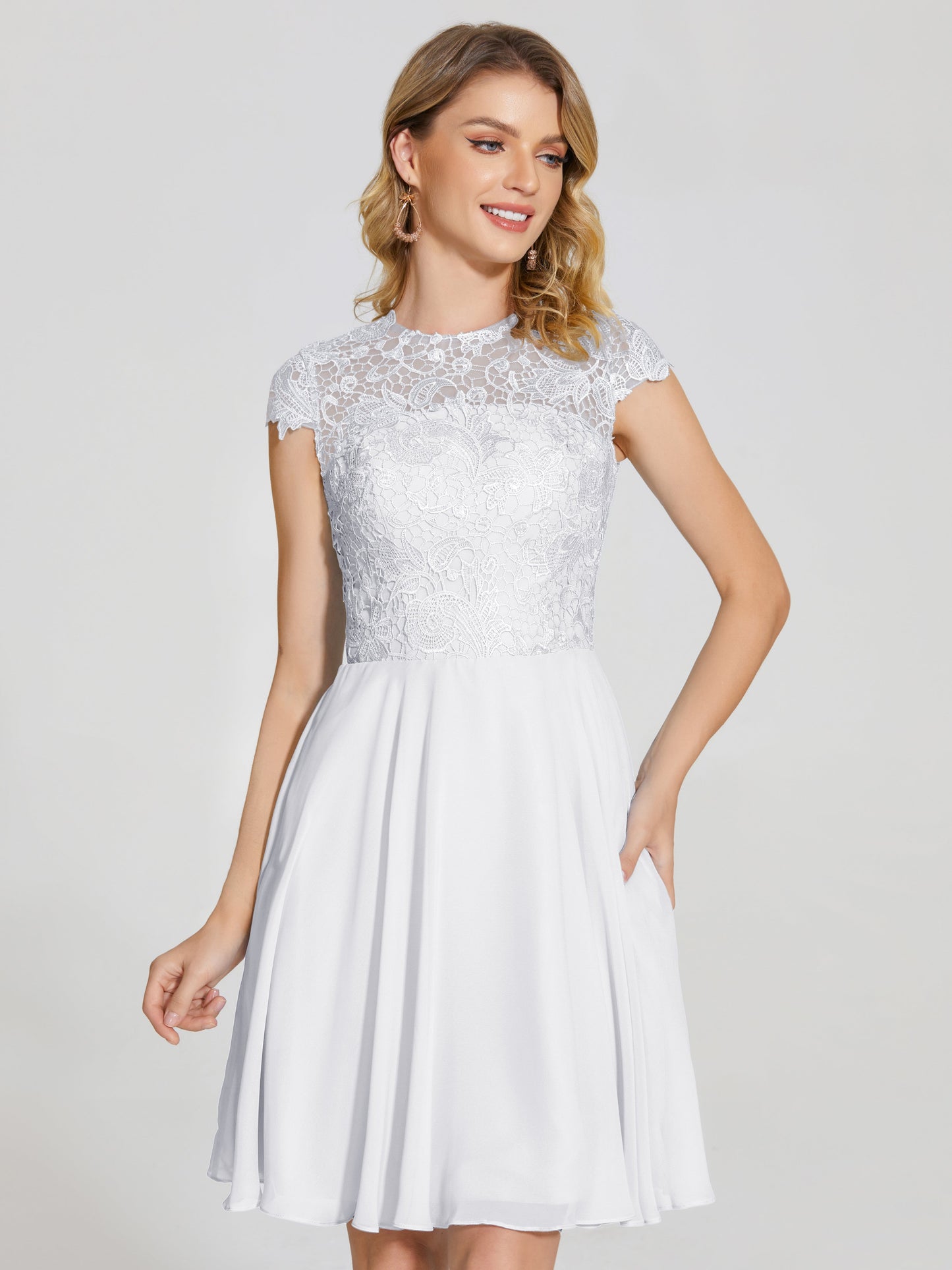 Alana Lace Cap Sleeves Short Bridesmaid Dress