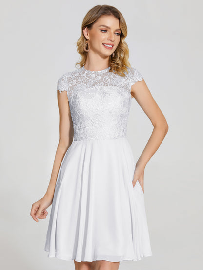 Alana Lace Cap Sleeves Short Bridesmaid Dress