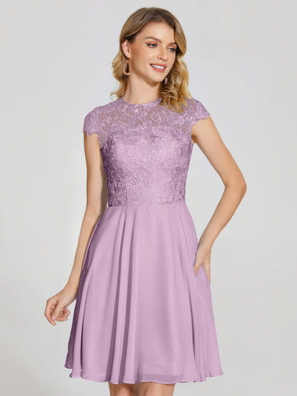 Alana Lace Cap Sleeves Short Bridesmaid Dress