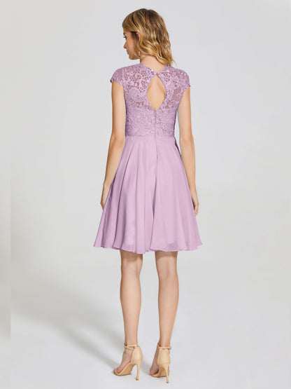 Alana Lace Cap Sleeves Short Bridesmaid Dress