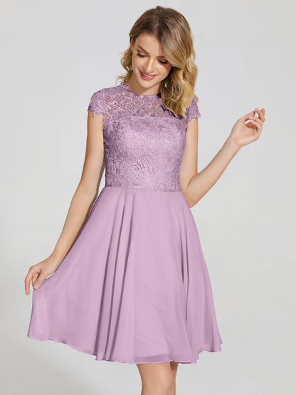 Alana Lace Cap Sleeves Short Bridesmaid Dress