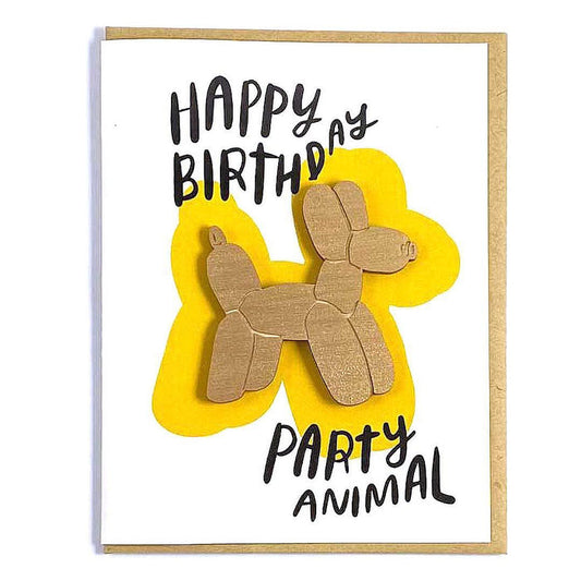 Magnet Card - Balloon Dog - Happy Birthday Party Animal (Gold) by SnowMade