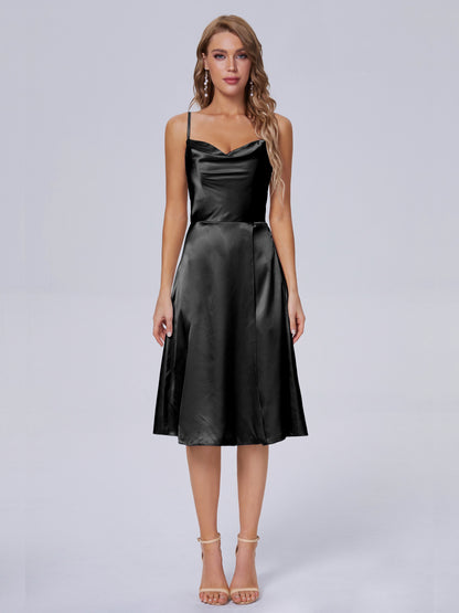 Marley Casual Split Soft Satin Short Bridesmaid Dresses