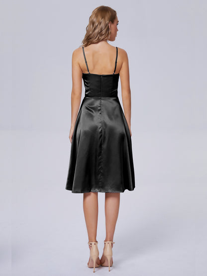 Marley Casual Split Soft Satin Short Bridesmaid Dresses