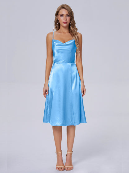 Marley Casual Split Soft Satin Short Bridesmaid Dresses