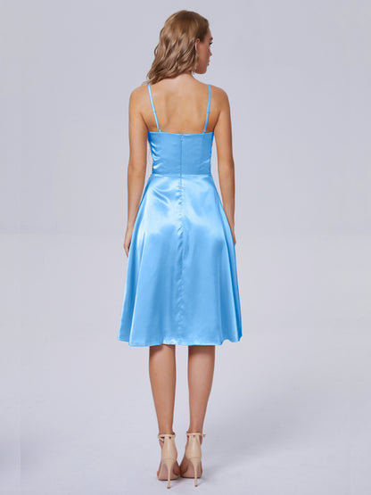 Marley Casual Split Soft Satin Short Bridesmaid Dresses
