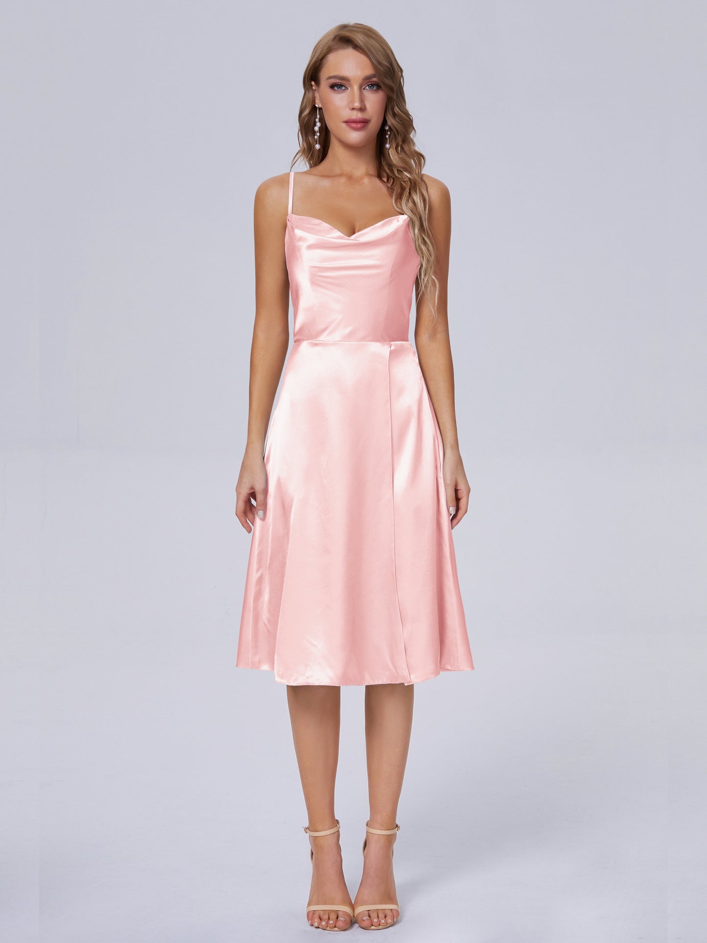 Marley Casual Split Soft Satin Short Bridesmaid Dresses