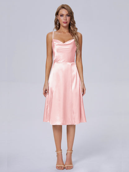 Marley Casual Split Soft Satin Short Bridesmaid Dresses