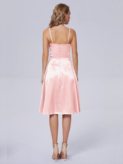 Marley Casual Split Soft Satin Short Bridesmaid Dresses
