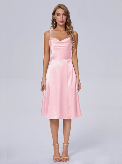 Marley Casual Split Soft Satin Short Bridesmaid Dresses