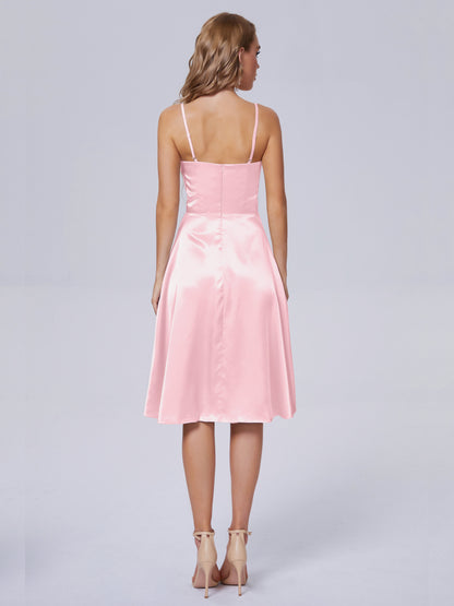 Marley Casual Split Soft Satin Short Bridesmaid Dresses