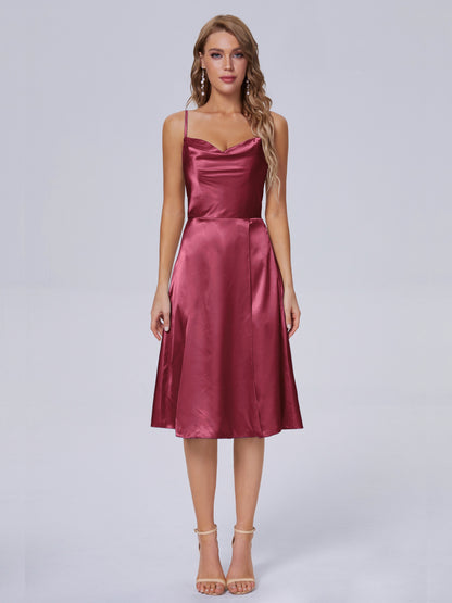 Marley Casual Split Soft Satin Short Bridesmaid Dresses