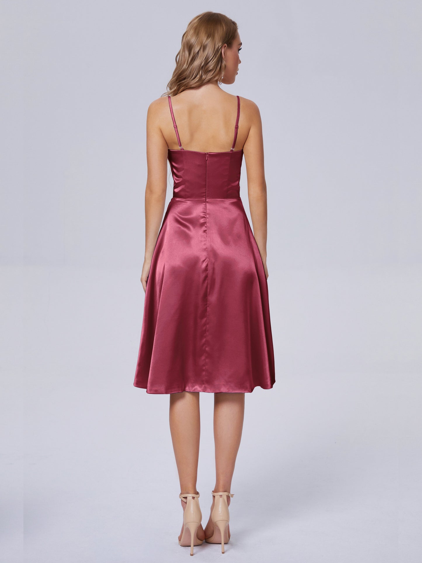 Marley Casual Split Soft Satin Short Bridesmaid Dresses