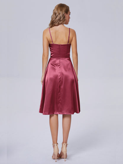 Marley Casual Split Soft Satin Short Bridesmaid Dresses