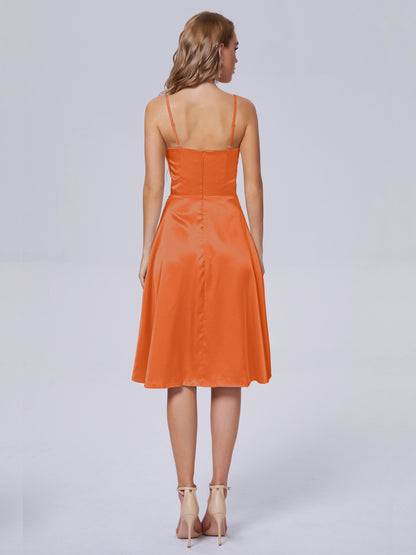 Marley Casual Split Soft Satin Short Bridesmaid Dresses