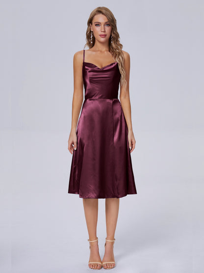 Marley Casual Split Soft Satin Short Bridesmaid Dresses