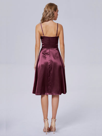 Marley Casual Split Soft Satin Short Bridesmaid Dresses