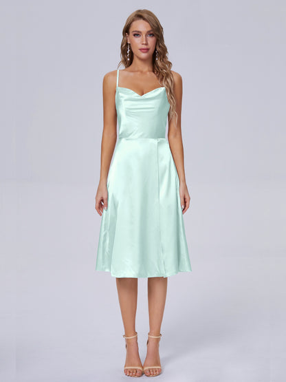 Marley Casual Split Soft Satin Short Bridesmaid Dresses