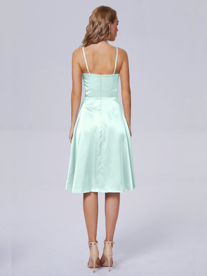 Marley Casual Split Soft Satin Short Bridesmaid Dresses