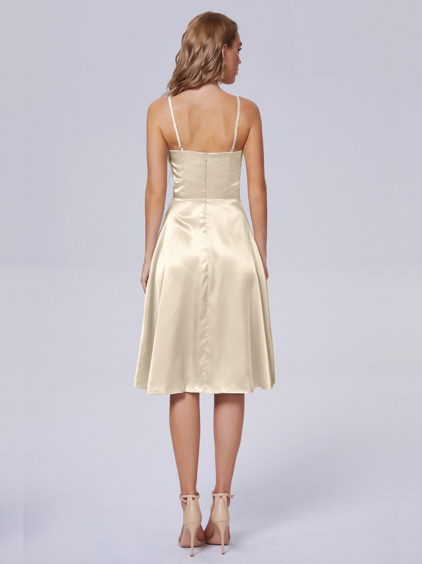 Marley Casual Split Soft Satin Short Bridesmaid Dresses