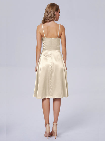 Marley Casual Split Soft Satin Short Bridesmaid Dresses