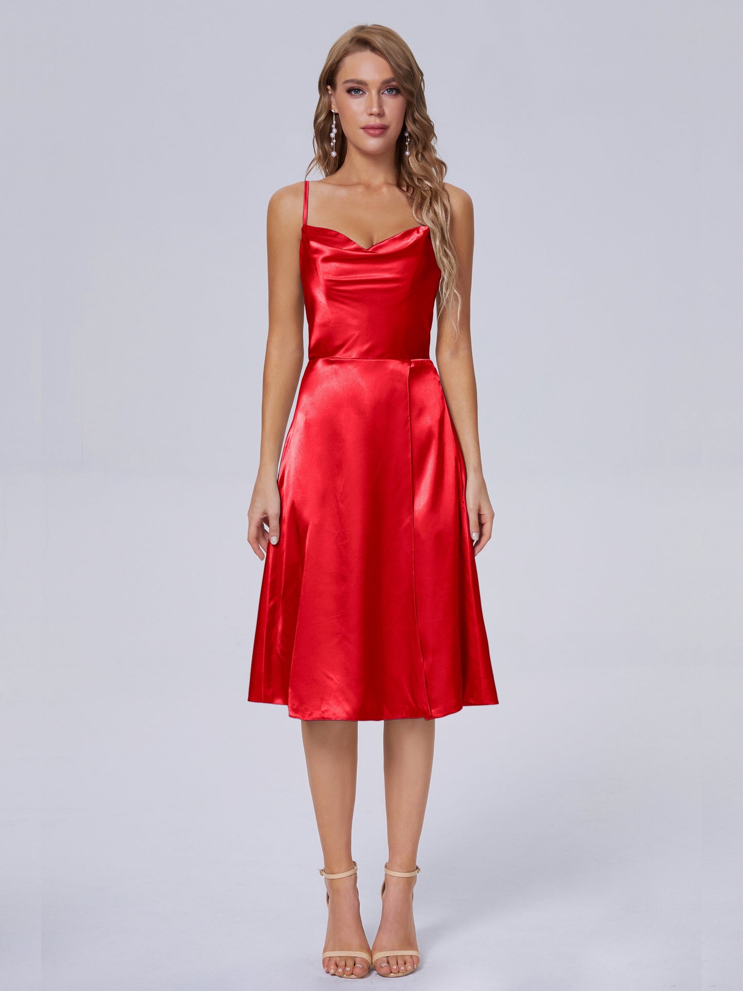 Marley Casual Split Soft Satin Short Bridesmaid Dresses