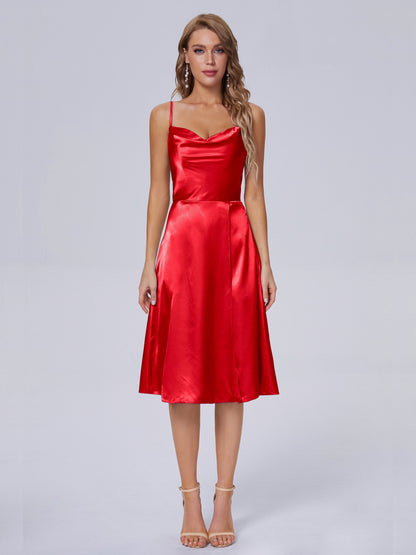 Marley Casual Split Soft Satin Short Bridesmaid Dresses