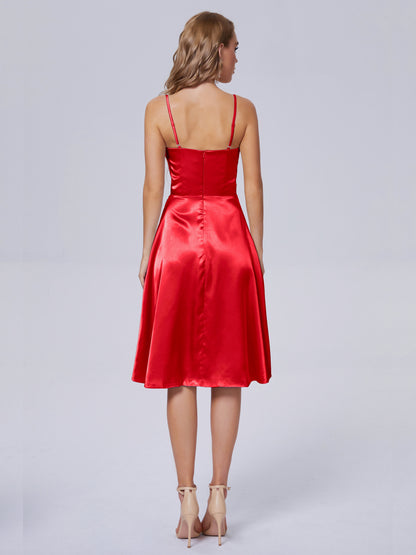 Marley Casual Split Soft Satin Short Bridesmaid Dresses