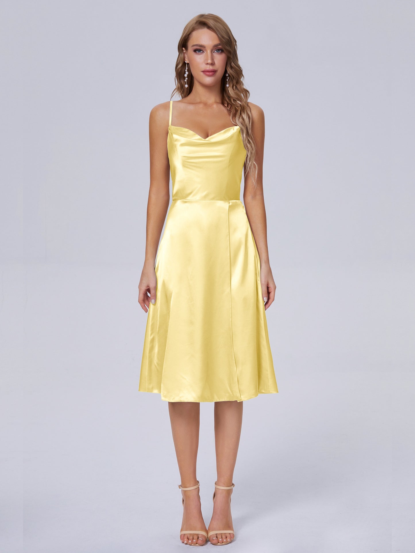Marley Casual Split Soft Satin Short Bridesmaid Dresses