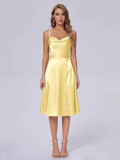 Marley Casual Split Soft Satin Short Bridesmaid Dresses