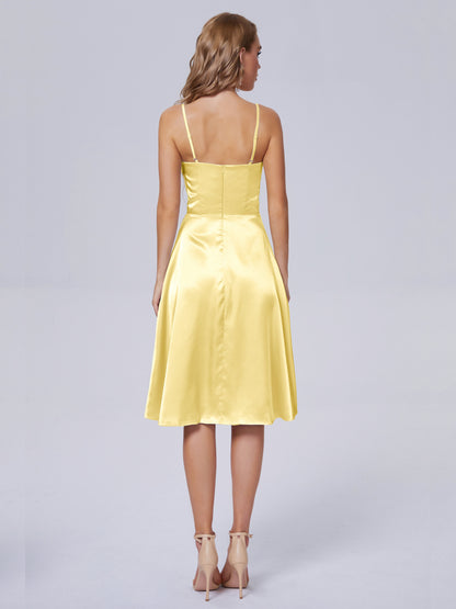 Marley Casual Split Soft Satin Short Bridesmaid Dresses