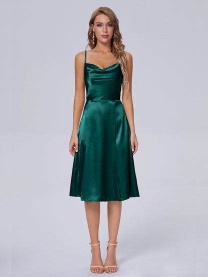 Marley Casual Split Soft Satin Short Bridesmaid Dresses
