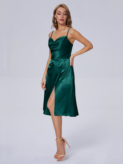Marley Casual Split Soft Satin Short Bridesmaid Dresses