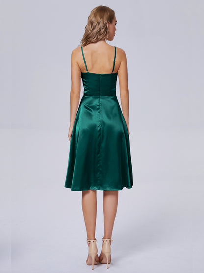 Marley Casual Split Soft Satin Short Bridesmaid Dresses