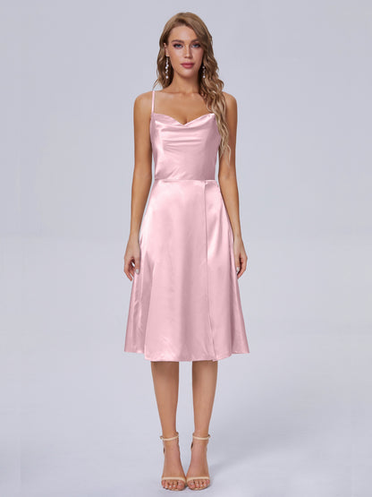 Marley Casual Split Soft Satin Short Bridesmaid Dresses