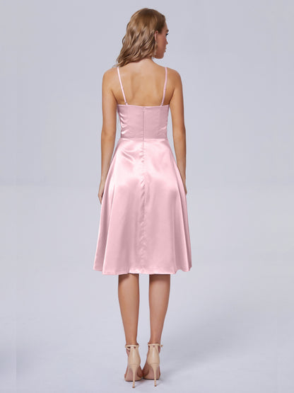 Marley Casual Split Soft Satin Short Bridesmaid Dresses