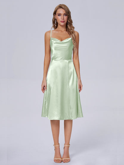Marley Casual Split Soft Satin Short Bridesmaid Dresses