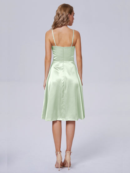 Marley Casual Split Soft Satin Short Bridesmaid Dresses
