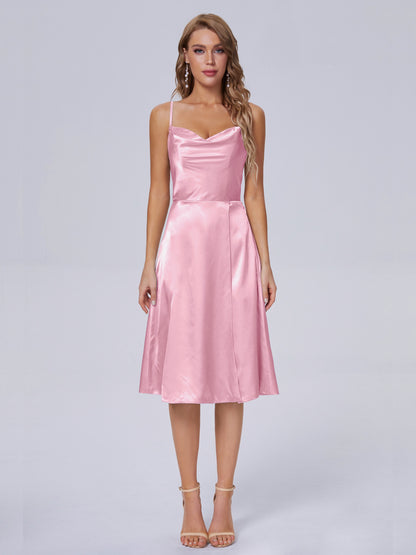 Marley Casual Split Soft Satin Short Bridesmaid Dresses