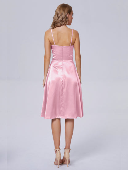 Marley Casual Split Soft Satin Short Bridesmaid Dresses