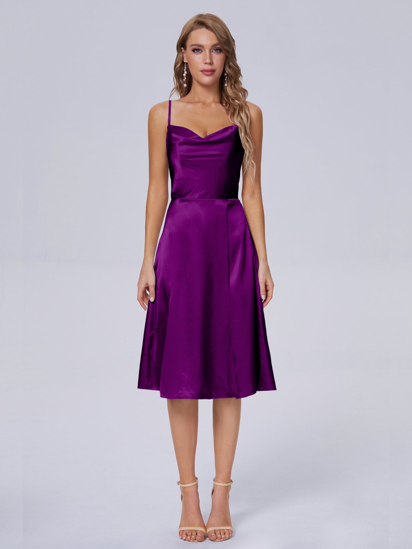 Marley Casual Split Soft Satin Short Bridesmaid Dresses