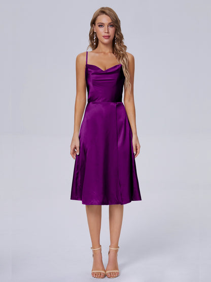 Marley Casual Split Soft Satin Short Bridesmaid Dresses