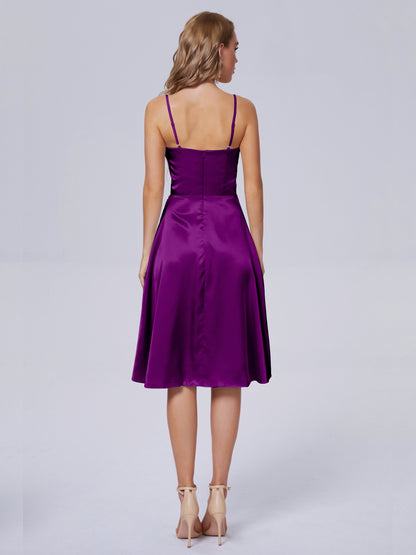 Marley Casual Split Soft Satin Short Bridesmaid Dresses