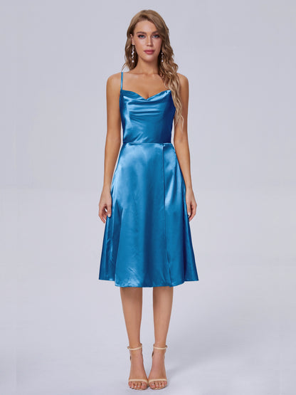 Marley Casual Split Soft Satin Short Bridesmaid Dresses