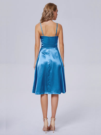 Marley Casual Split Soft Satin Short Bridesmaid Dresses
