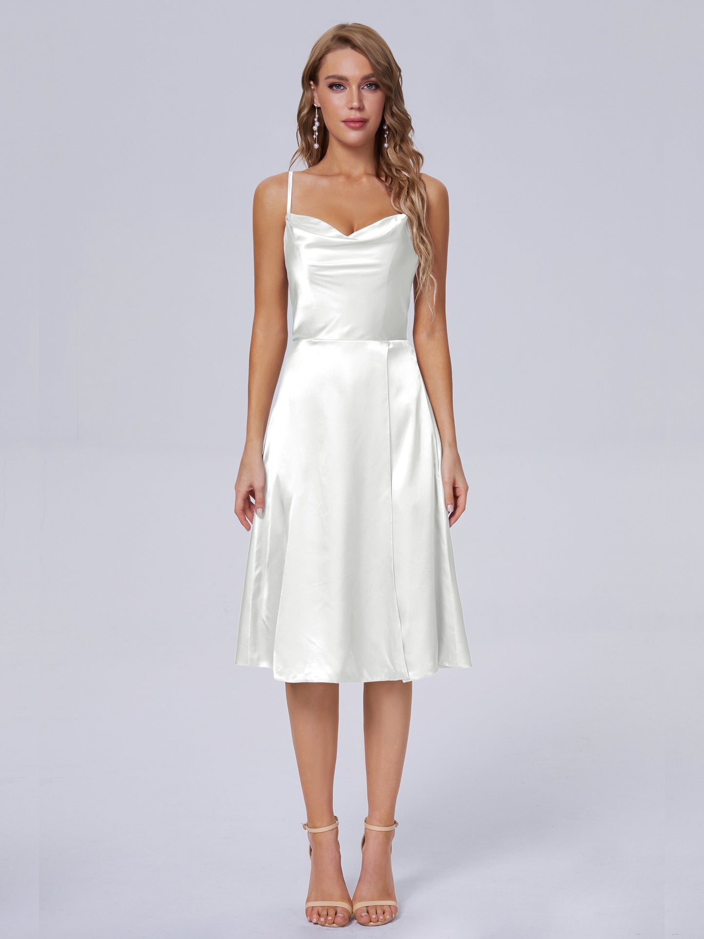 Marley Casual Split Soft Satin Short Bridesmaid Dresses