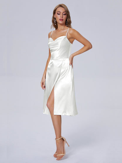Marley Casual Split Soft Satin Short Bridesmaid Dresses