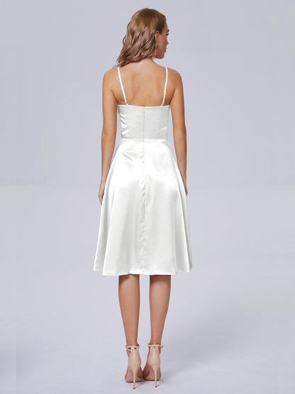 Marley Casual Split Soft Satin Short Bridesmaid Dresses