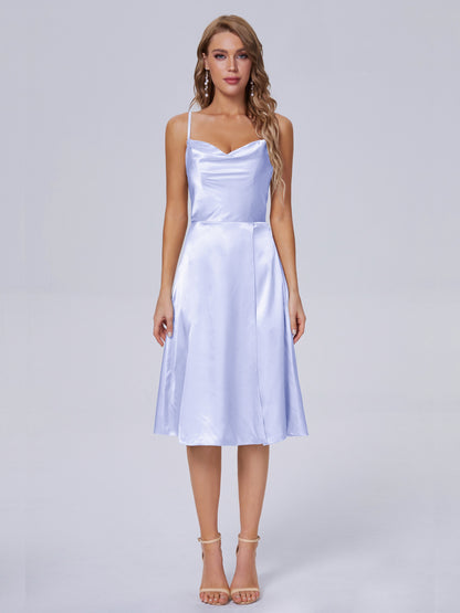 Marley Casual Split Soft Satin Short Bridesmaid Dresses