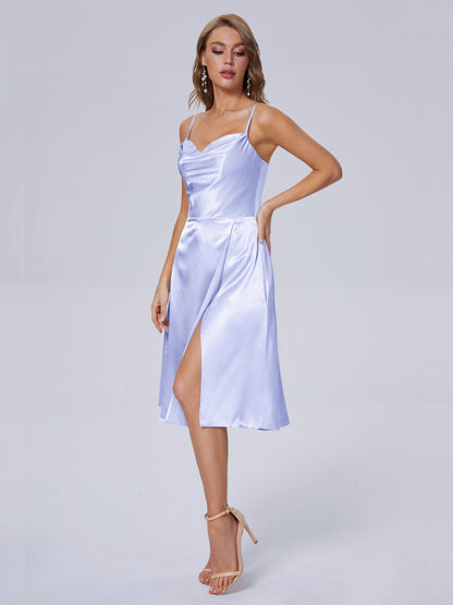 Marley Casual Split Soft Satin Short Bridesmaid Dresses